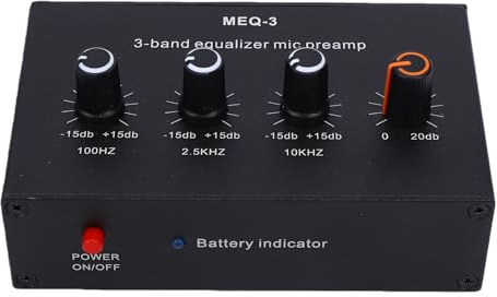 Annadue Microphone Preamp, 20dB Gain Amplification with 3 Band Equalizer and ALC Circuit, for Dynamic Mic 5V Condenser Mic Electret or Battery Powered Condenser