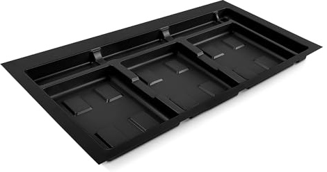 Emuca Base Recycle pour poubelles tiroir cuisine, 3 cavités, Noir | Base module 90cm, 836x482mm, Plastique