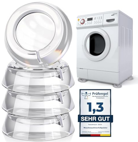 LINKWAY 4er Set Schwingungsdämpfer Waschmaschine, Transparent Silikon Vibrationsdämpfer, Anti Vibrations Pads (4.2cm/1.65in), Rutschfeste Waschmaschinen Füße für Dämpfung & Geräuschreduzierung