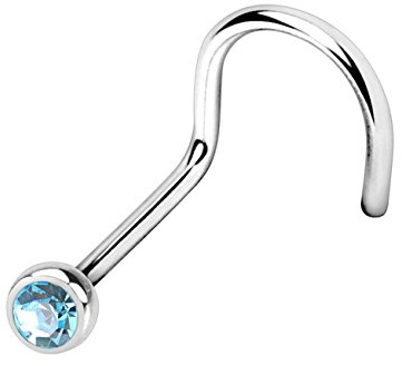 beyoutifulthings Nasen-Piercing KRISTALL Nasen-Ring Nasen-Stecker Press Fit Spirale Chirurgenstahl Silber Multicolor Stab 0,8/8mm Stein 2,5mm