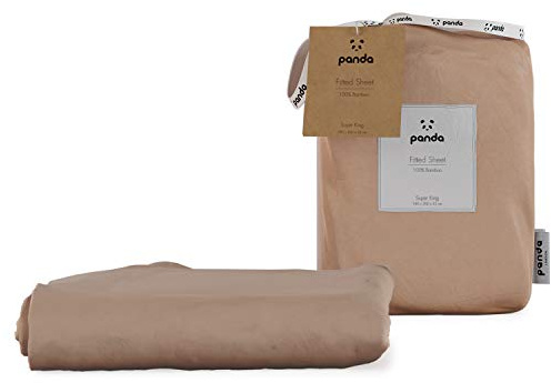 Panda® 100% Bamboo Organic UK Super King Fitted Sheet, Vintage Pink | Soft, Breathable, Antibacterial, Hypoallergenic | Luxury High Thread Count | Extra Deep Skirt | Moisture-Wicking | Easy Wash
