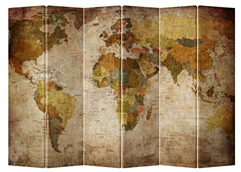 Fine AsianlivingParavent Raumteiler Spanische Wand L240xH180cm Beidseitig Trennwand Room Divider Raumtrenner Bedruckte Canvas Sichtschutz Leinwand Doppelseitig