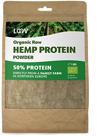 LOOV Organic Raw Hemp Protein Powder, 1kg, 50% Protein, Nutrients Preserved, Delicious Nutty Flavour, Organically Grown in Nordic Climate, Plant-Based Vegan Protein Powder, Non-GMO