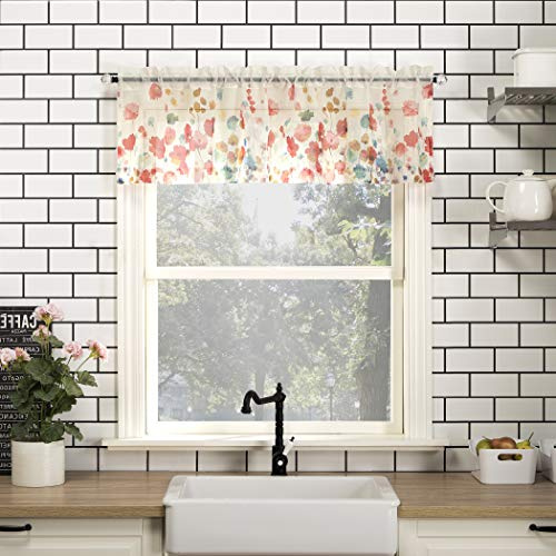 No. 918 Gardine für die Küche, mit Blumenmuster, halbtransparent, 35,6 x 137,2 cm (B x L), 1 Stück