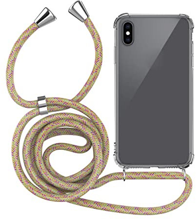 MyGadget Handykette für iPhone XS Max - [ TPU Hülle mit verstellbaren Band ] - Handyhülle mit Handyband zum Umhängen Kordel Case Schutzhülle - Muster Bunt