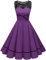 Bbonlinedress Robe de Soirée Cocktail Vintage Femme Années 50s 60s Style Audrey Hepburn pour Fête Mariage Bal Promo Baptême Gala Ligne A Pin Up Purple XS