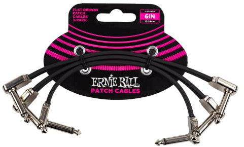 Ernie Ball - Cable de conexión plano para pedales, 3 unidades, 15,2 cm