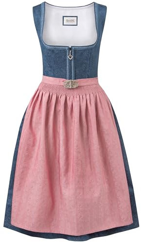 Stockerpoint Damen Roseline Midi Dirndl, blau Altrosa, 44