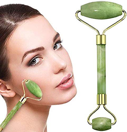 Best Jade Roller – Solution ultime de soin de la peau pour anti-âge et anti-rides – Rouleau 100% pierre de jade naturelle est également parfait comme masseur pour le cou et les yeux gonflés (vert)