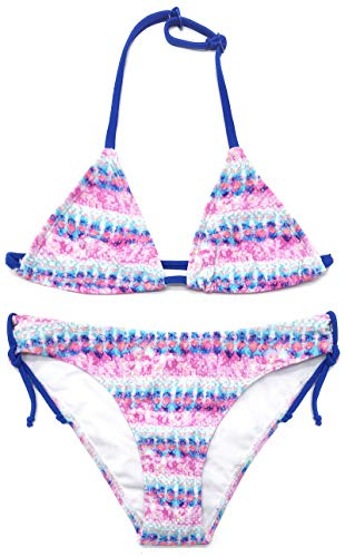 SHEKINI Trajes de baño de Dos Piezas para Niñas Halter Ajustable Triángulo Bikinitop Juguetón Impresa Bikini Playa Adecuado por Niña de 6 a 14 años