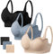 HBselect 3 PCS Reggiseno Allattamento con Estensione Reggiseno Bra Donna Morbido e Traspirante Reggiseno Senza Ferretto e Senza Cuciture