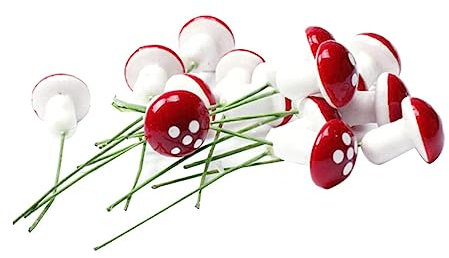 Amosfun Mini Pilze Fliegenpilz am Draht DIY Basteln Rot Pilz Glücksbringer Miniaturhaus Feengarten Blumentöpfe Bonsai Mikro Landschaft Dekoration 10 Stücke Herbstdeko Weihnachtsdeko Tischdeko