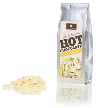CHOCOLISSIMO Schokolade Geschenk - Trinkschokolade zum Selbermachen - Schokodrops Weiße Schokolade 28% - Geschenkidee Geburtstag, Weihnachten - für Mann, Frau, Kinder, Mädchen, Mutter, Vater