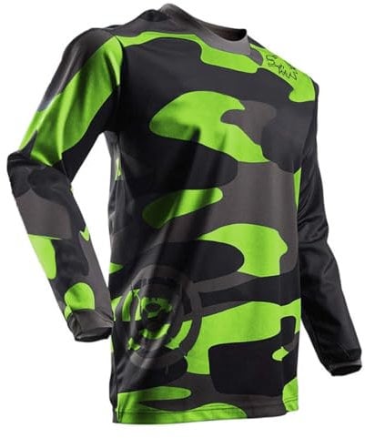 Men's Cycling Jersey Mountain Bike Long Sleeve Breathable Comfortable Soft Moisture-Wicking MTB Tops Green-Camouflage