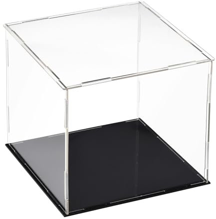sourcing map Acrylic Clear Display Case Box Dustproof Protection Showcase Cube Collectibles Show Box 25x25x25cm