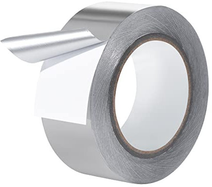 MoonSing Ruban Adhésif en Aluminium Renforcé 48 mm x 50 m Bande d'étanchéité Résistant Haute Températures pour Ventilation Tuyau et Climatisation Réparation Isolant Scellement, Argent