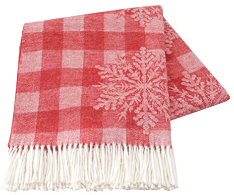 Baroni Home Gemischte Baumwolle Plaid Rote Flocken, Sofa Plaid, Decke Made in Italy 130x170 cm