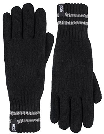 HEAT HOLDERS Herren Winter Warm Hi Vis Reflektierend Thermo Handschuhe in Orange Gelb und Schwarz (L-XL, Hi-Vis Schwarz)