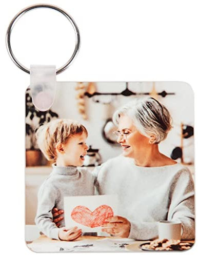 Porte-clefs carré en Plastique Brillant avec Photo imprimée Recto et Verso – Porte clé carré personnalisé avec 2 Faces Personnalisables