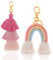 Abeillo 2 Stück/Set Regenbogen Schlüsselanhänger, und Anhänger mit Quaste, Schlüsselhalter, Weben Regenbogen Schlüsselanhänger für Autorückspiegel, Mädchenzimmer, Kinderzimmer, Rucksack Dekoration