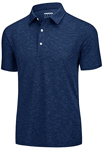 KEFITEVD Golf Polo Shirt for Men Quick Dry Short Sleeve Sports Top Lightweight Outdoor Polo Shirt,Dark Blue,XL