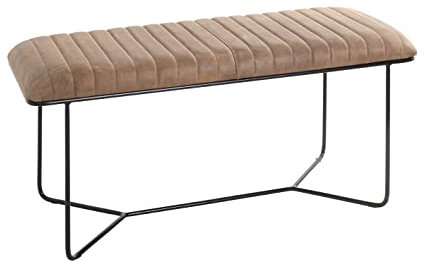 HAKU Möbel Bank braun, schwarz, Echt Leder, Metall - Maße: B 100 cm x H 48 cm x T 38 cm, Style: Industrial