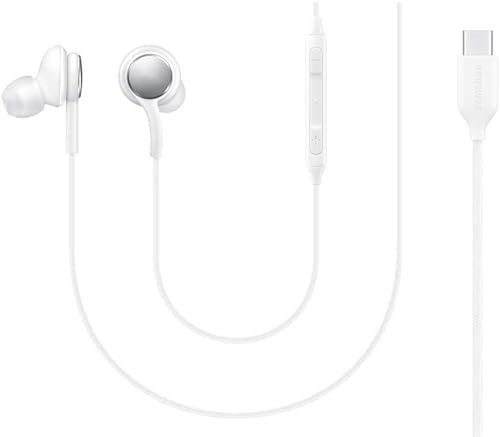 UrbanX OEM 2021 Stereo Headphones for Samsung Galaxy S20 5G UW Braided Cable - Designed- with Microphone (White) USB-C Connector (US Version with Warranty)