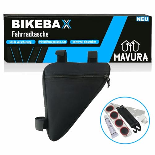 MAVURA BIKEBAX Fahrrad Tasche Rahmen Dreieckstasche Rahmentasche, Dreieck Tasche Radfahren wasserdicht mit Fahrrad Reifen Reparatur Set