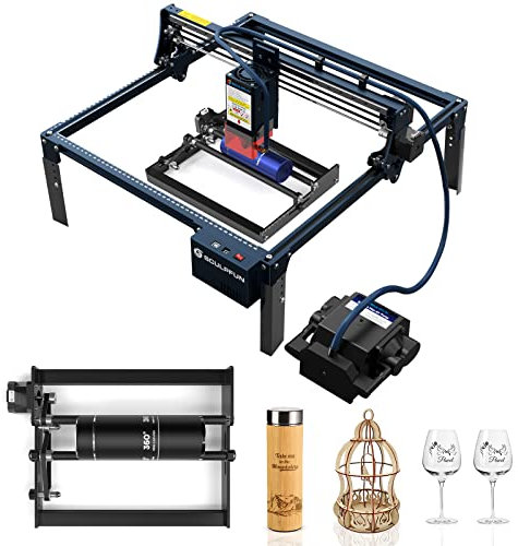 SCULPFUN S30 Pro Max Laser Graviermaschine with Laser-Rotationswalze & Automatisch Gesteuertes Air Assist-Kit, 20W Lasermodul Ausgangsleistung CNC Laser Cutter, Hochpräzises Gravieren Schneiden