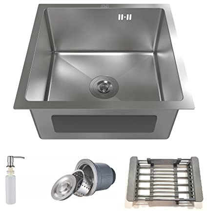 Fregadero de cocina de acero inoxidable 47 x 45, fregadero de una sola cámara