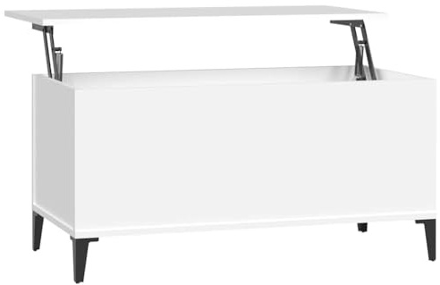 vidaXL Couchtisch Höhenverstellbar Wohnzimmertisch Beistelltisch Sofatisch Teetisch Kaffeetisch Tisch Weiß 90x44,5x45cm Holzwerkstoff
