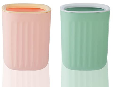 sinzau Poubelle de table, 2 poubelles non couvertes, pour la maison, le salon, la cuisine, la chambre à coucher, la salle de bain, rose, vert