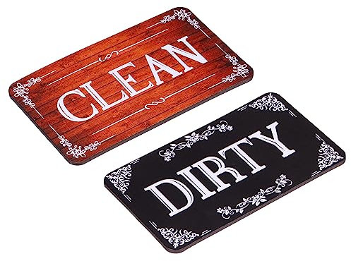 sourcing map Dishwasher Magnet Clean Dirty Sign Rectangle Garland Black-Brown Version, Magnetic,Easy To Slide for Dishwasher Kitchen Accessories Indication