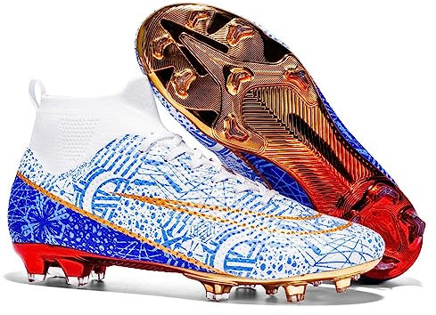 DASHANGYAN Scarpe da Calcio da Uomo/da Bambino/da Ragazzo Scarpe da Calcio Traspiranti Turf High Top Spikes Football Outdoor Shoes Professional Athletic Kicks Sneakers, Celadon 3c, 38 EU