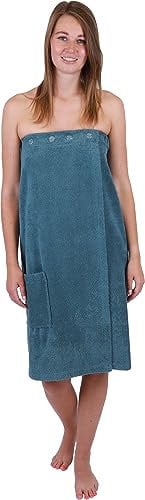 Betz Frottee Saunakilt mit Knöpfen für Damen 100% Baumwolle 420 g/m² - Berlin Farbe taubenblau