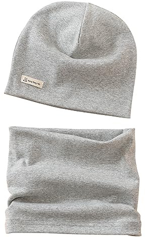 VUCDXOP Baby Kinder Baumwolle Mütze Schal Set Winter Jungen Mädchen Beanie Hüte + Schlauchschal 2er Set Herbst Winter Weich Baumwolle Beanie Mütze Hut Halstuch Rundschal Nackenwärmer Set
