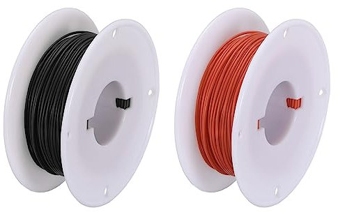 sourcing map 30AWG Elektrisch Draht 0,05mm² Batterie-Elektrokabel Leitungen 30m pro Rolle Litzendraht Kabel Verzinkt Kupferkabel Silikonkabel Jumper Wire für DIY Modelle Anschluss, Schwarz/Rot