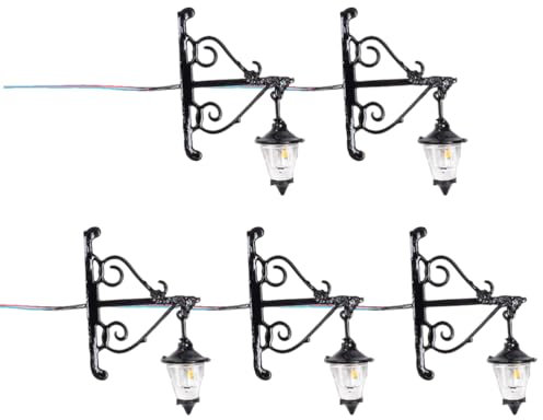 Cabilock 5 Stück Miniatur Wandleuchte Puppenhaus Wandlampe 1:87 Hängelampe Mini LED Beleuchtung Lampe Modellbau Wandlicht Puppenstube Zubehör Weihnachten Feengarten Deko Landschaft Dekoration
