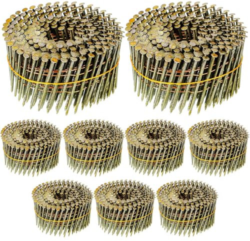 3600 chiodi di rivestimento, bobina di filo fascicolato da 15 gradi, testa rotonda, gambo antiruggine, parti di ricambio per chiodatrici per rivestimenti (3,5 cm)