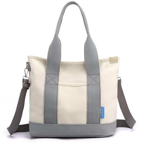 Yooamz Canvas Tasche Damen Canvas Handtasche Schultertasche Damen Umhängetasche Groß Canvas Tote Bag für Alltag, Büro, Schulausflug und Einkauf (Grau)