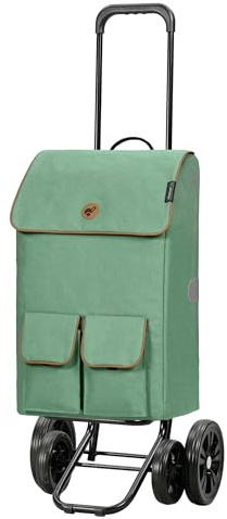 ANDERSEN Einkaufstrolley - Quattro Shopper Ipek Ma Salbei | mit 4 Rädern, höhenverstellbar, schieb- und ziehbar, bis 50 kg - Tasche als Kühltasche, Fronttasche, Reflektoren, 42 L