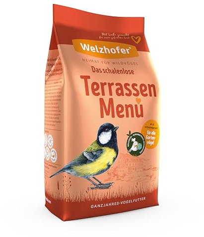 Welzhofer 9kg Terrassen Menü, schalenloses Vogelfutter für Balkon & Terrasse. Ideal für viele Wildvögel. Ambrosia gereinigt, ohne Zusatzstoffe & ohne Rosinen. Für Futterhäuser, Säulen & zum Streuen