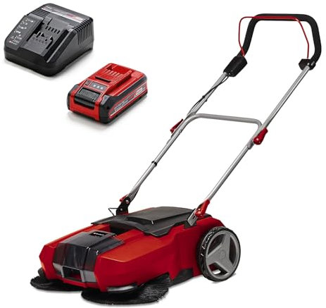 Einhell Akku-Kehrmaschine TE-SW 18/610 Li (20 L Schmutzbehälter, 61 cm Arbeitsbreite, Parkposition, Verstellbarer Lenker, abnehmbare Lippe, EIN-und Ausschalter, inkl. 3,0 Ah Plus Akku & Ladegerät)