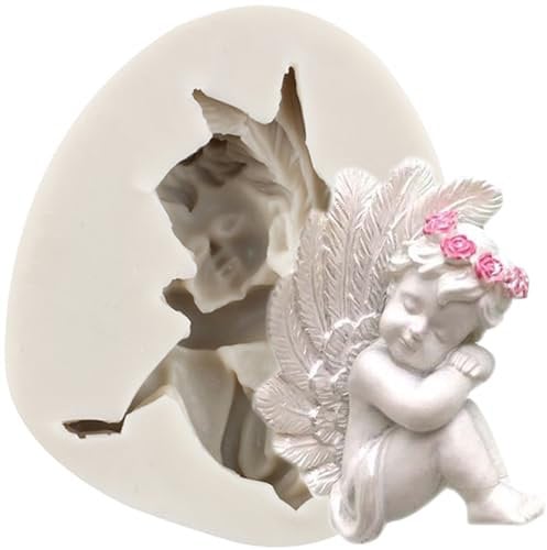 MINFEIDMS Stampi in silicone a forma di angelo per fondente, cupido, per decorare torte, cupcake, pasta di gomma al cioccolato, argilla polimerica