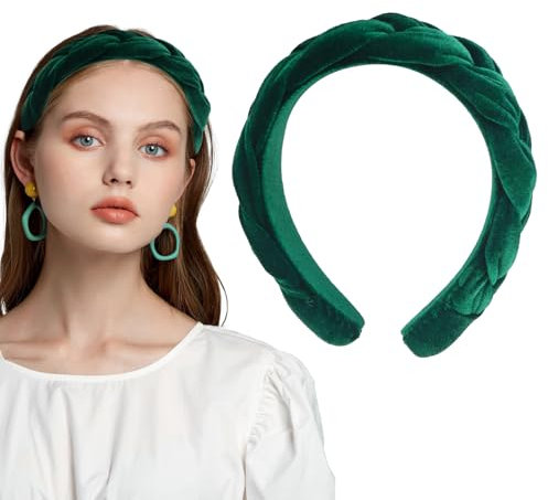 Serre Tête en Tissu Bandeau Cheveux pour Femme Bandeau de Velours Bandeaux Unis En Plastique Vert Bandeaux Elastiques pour Femmes Filles
