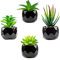 MukMlon Simulation de Succulentes, Mini Succulentes Artificielles, Petite Fausse Plante pour la décoration de Bureau, décoration d'intérieur (Céramique Noire, 4 Pcs)