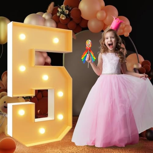 Panneau lumineux géant à LED en forme de chiffre 5 pour chapiteau lumineux - 120 cm - Lettres LED pour Saint-Valentin, anniversaire, Noël, Nouvel An