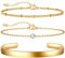 Ahokei 3PC Armband Damen Gold Armband Wasserfest,18K Gold Edelstahl Armbänder Damen Armkette Vergoldet Set,Geschenk für Sie,17+3CM