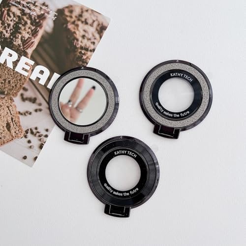 3PCS Flash Diamond Stick-On Phone Finger Ring Holder, Invisible Clasp for All Kinds of Phones (Black)