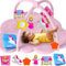 QUOKKA Baby Spielmatte - 100x88 cm Spielbogen Einhorn-Thema - Spieldecke mit 6 Großen Sensorischen Spielzeugen - Maschinenwaschbar - Baby Matte Faltbar - Kinderzimmer Spielteppich Play Mat